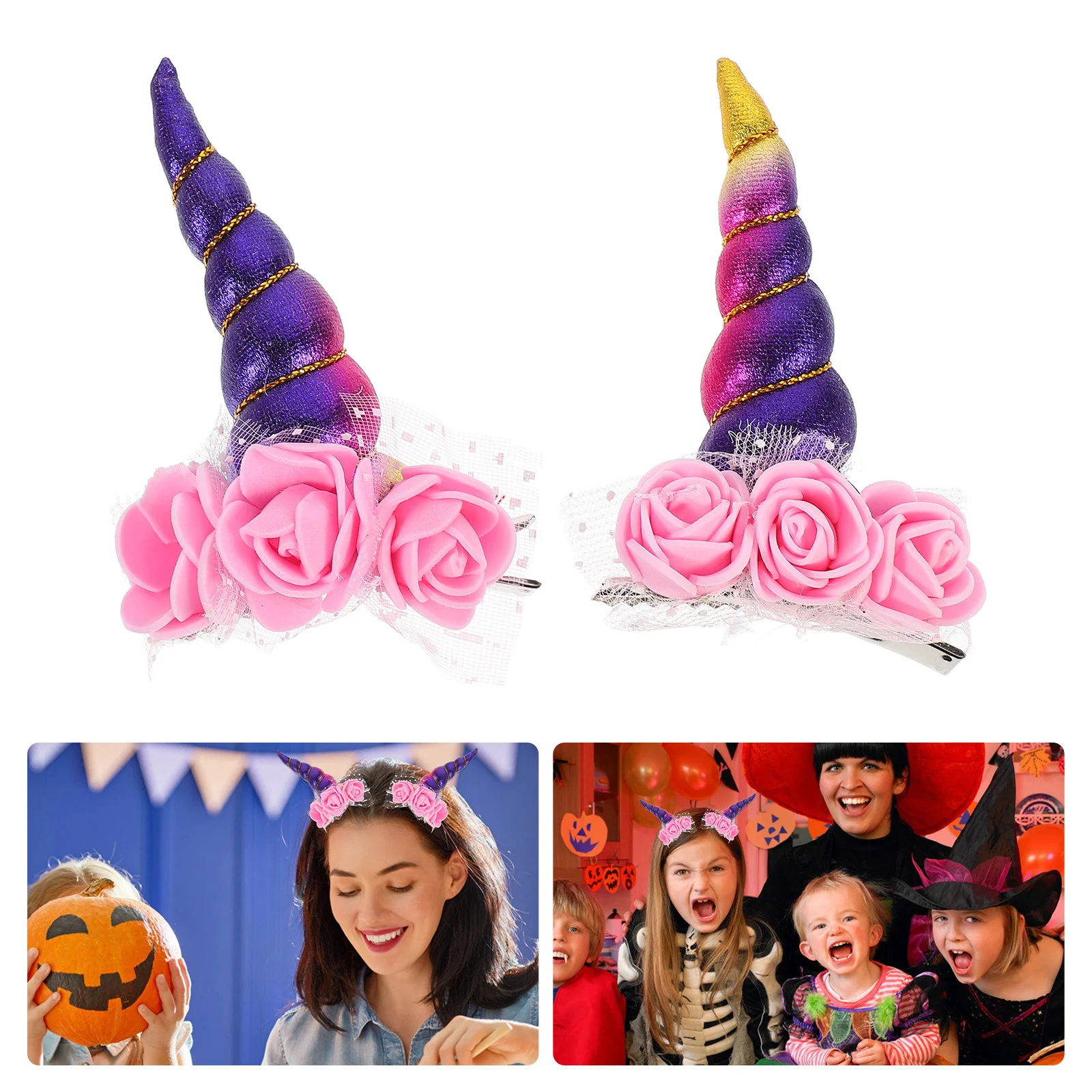 

Halloween Hair Clips Kids Unicorn Hairpin Flower Decor Lovely Accessories Party Headdress Girls