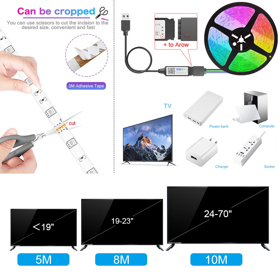 Светодиодная RGB-лента с поддержкой Wi-Fi USB Bluetooth |