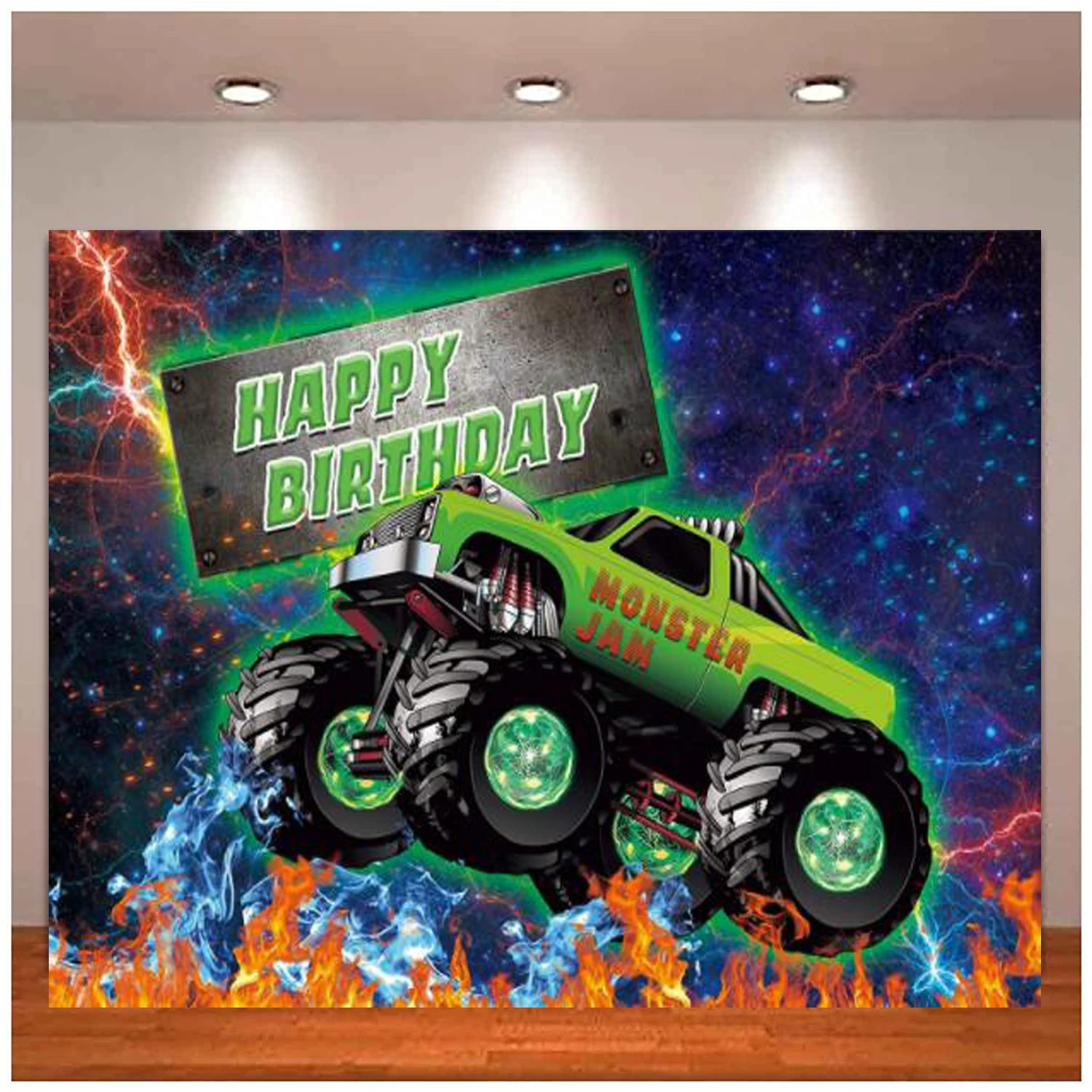 

Фон для фотосъемки с изображением монстра грузовика на день рождения копатка с большими колесами вездеход легкие гоночные автомобили детс...