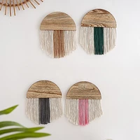 colorful handmade semi circular wooden wall hanging modern simple tassel tapestry bohemian style for living room decoration