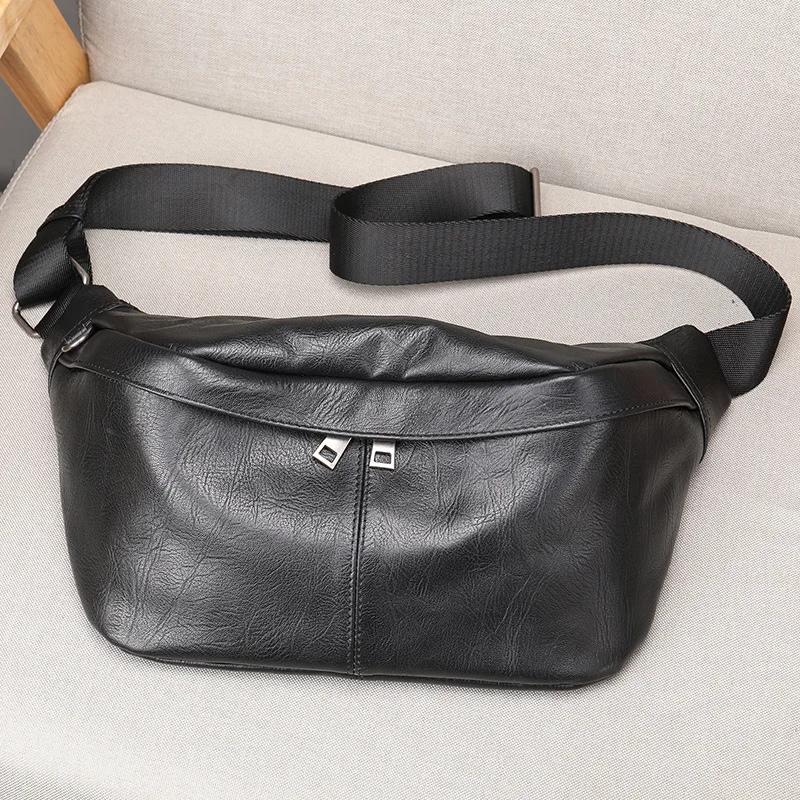 

Fanny Packs Waist Pack Bag Zipper Genuine Leather Messenger Bag Men High Capacity Fashion Travel Pouch Multifunctional Bag