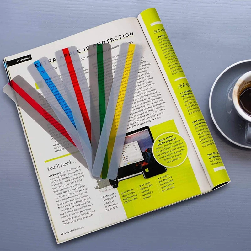 

8 шт. полоски для чтения с наведением, полоски для выделения, цветные Многослойные закладки для выделения