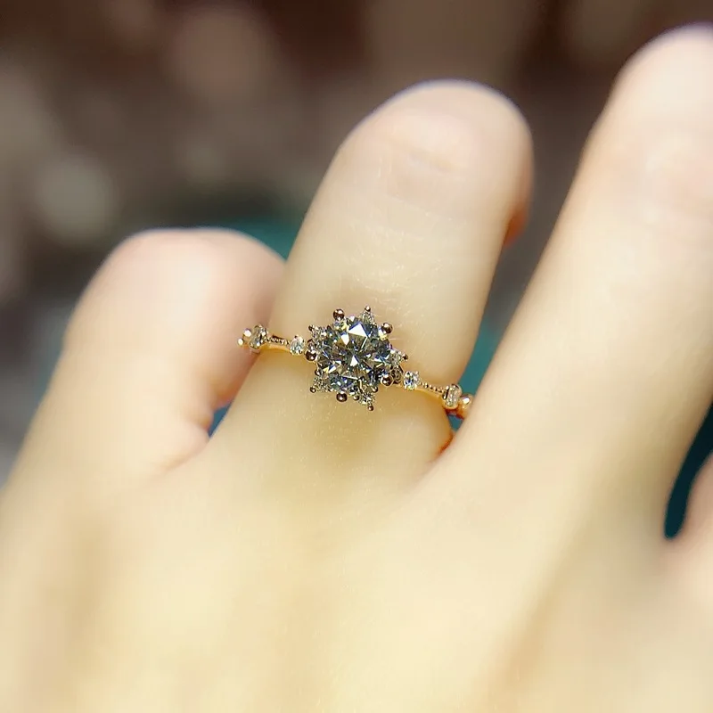 

Сетчатое красное кольцо Ins 1 карат с имитацией муассанита, винтажное кружевное Открытое кольцо, Платиновое кольцо с бриллиантами