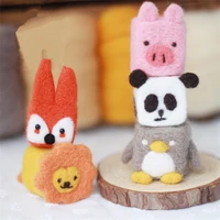 handmade toys diy crafts supplies needle felt decoration items fox toy home decor lion penguin panda dolls for children diy