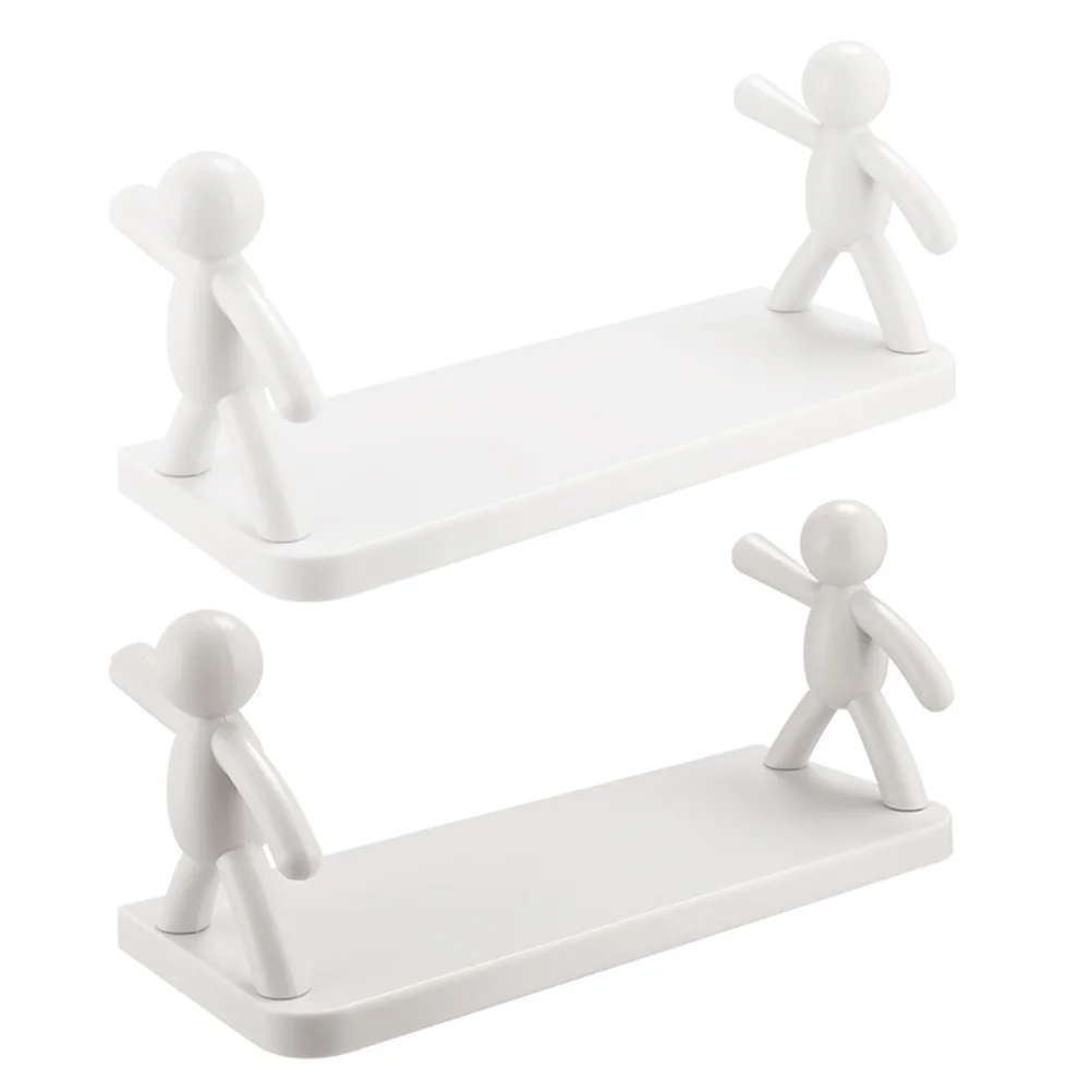 

2 Pcs Wall Humanoid Guardrail Hanging Nail-free Storage Rack for Kitchen Bathroom Storage