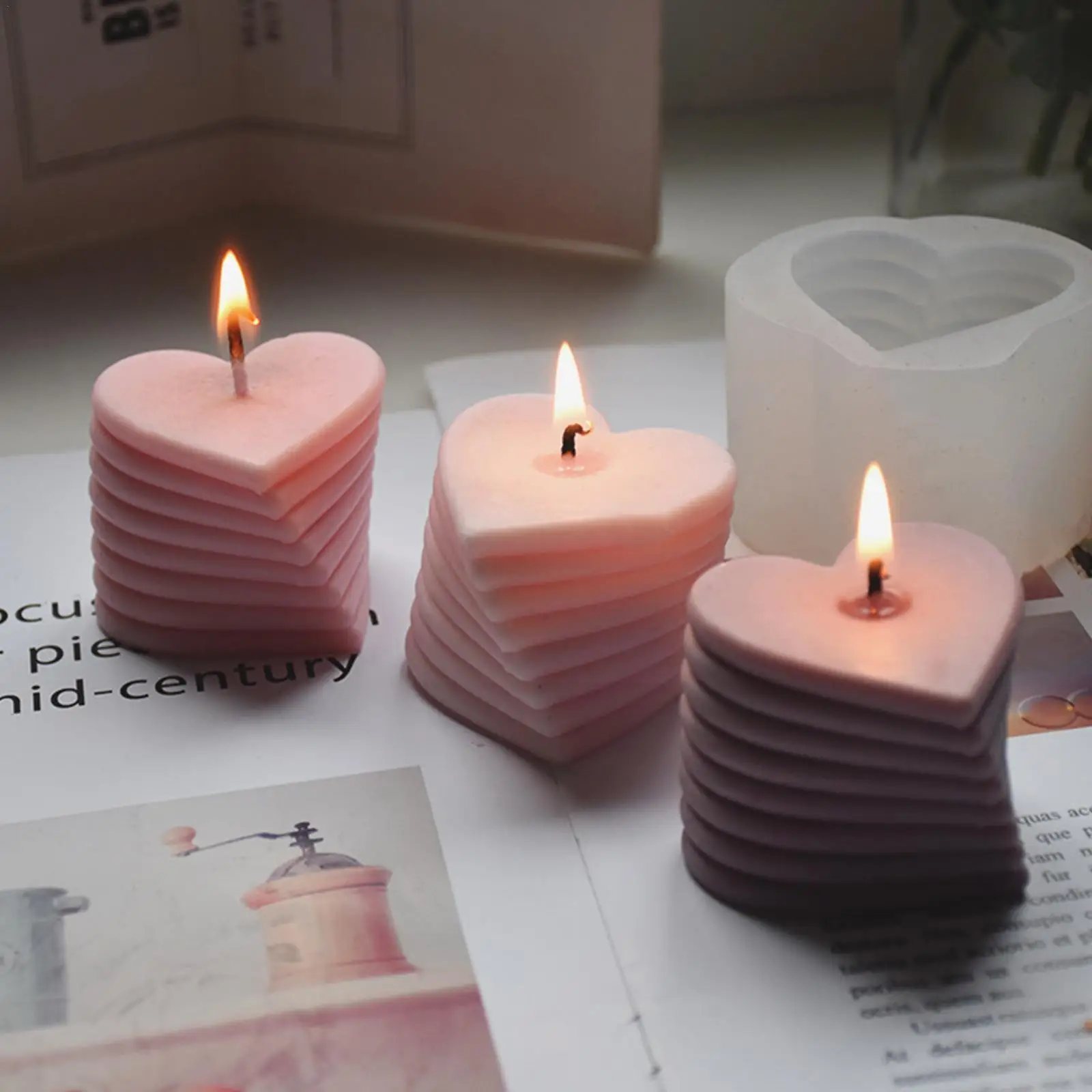 

3d Rotating Love Candle Mold Stacking Heart-shaped Resin Process Candle Handmade Cake Molds Diy Gypsum Soap Aromatic Decora D5j4