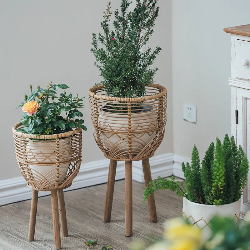 Подставка для цветов уличная подставка из натурального ротанга Плетеный