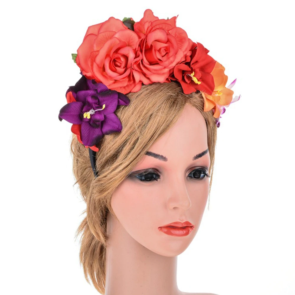 

Creative European and American Fashion Holiday Bridal Head Buckle Halloween Party Headband Female Rose Hair Accessories Garland
