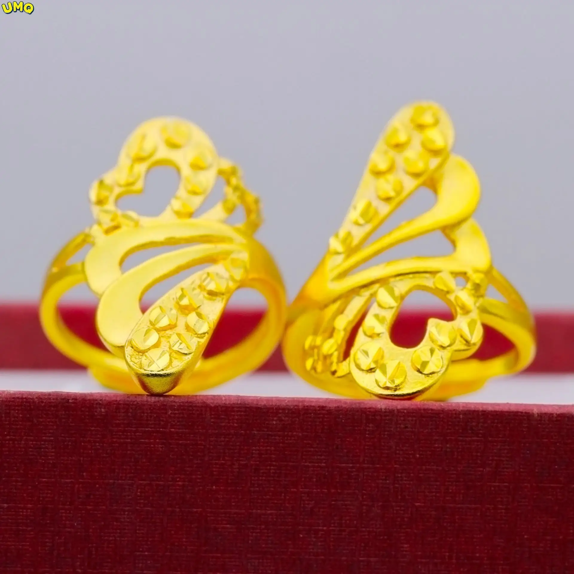 

Copper Plated Exaggerated Personality alluvialblasting Large Flower Women's Ring, Vietnam Nansha Golden Phoenix Tail Geometric