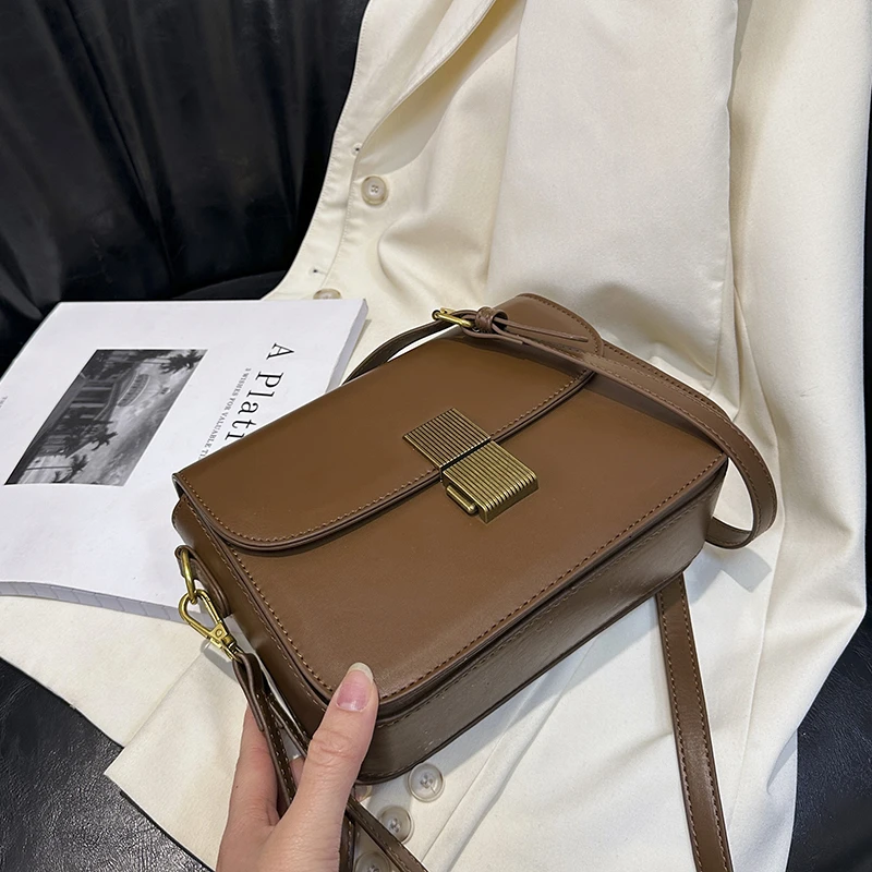 2023 Leather High Quality Single Shoulder Bag Woman Split Leather Lady Messenger Bag Classic Luxury Brand Flip Small Square Bag