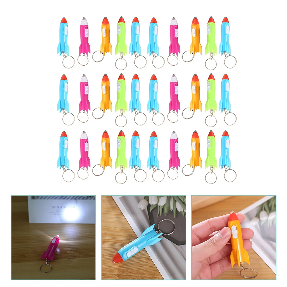 

Flashlight Key Rocket Party Space Favors Mini Led Flashlights Pendant Bulk Kids Ring Light Hanging Backpack Outer Chain Rockets