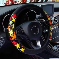 auto decoration elastic car steering wheel cover anti slip car accessories linen universal steering covers suitable 37 38cm