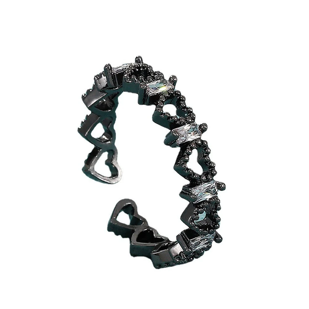 

Dainty Hollow Heart Square Ring for Women Trendy Ggeometric Inlaid Zircon Adjustable Rings Jewelry Party Girlfriends Gifts 2023