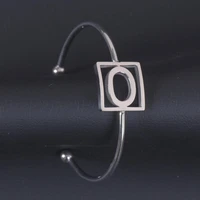 new arrive o letter stainless steel silver color name bangle