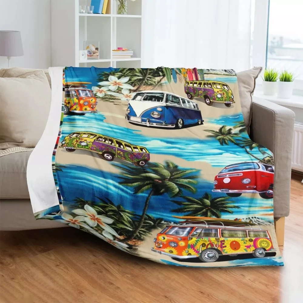 

Одеяло для дивана для взрослых, с принтом Гавайского экскурсионного автобуса, симпатичное покрывало для кровати, украшение детской комнаты...