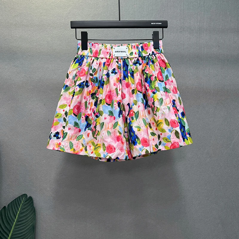 Trendy Fashionable Printed Shorts Women 2023 New Summer All-match Elastic Waist Floral Shorts Loose Casual Hot Pants Streetwear