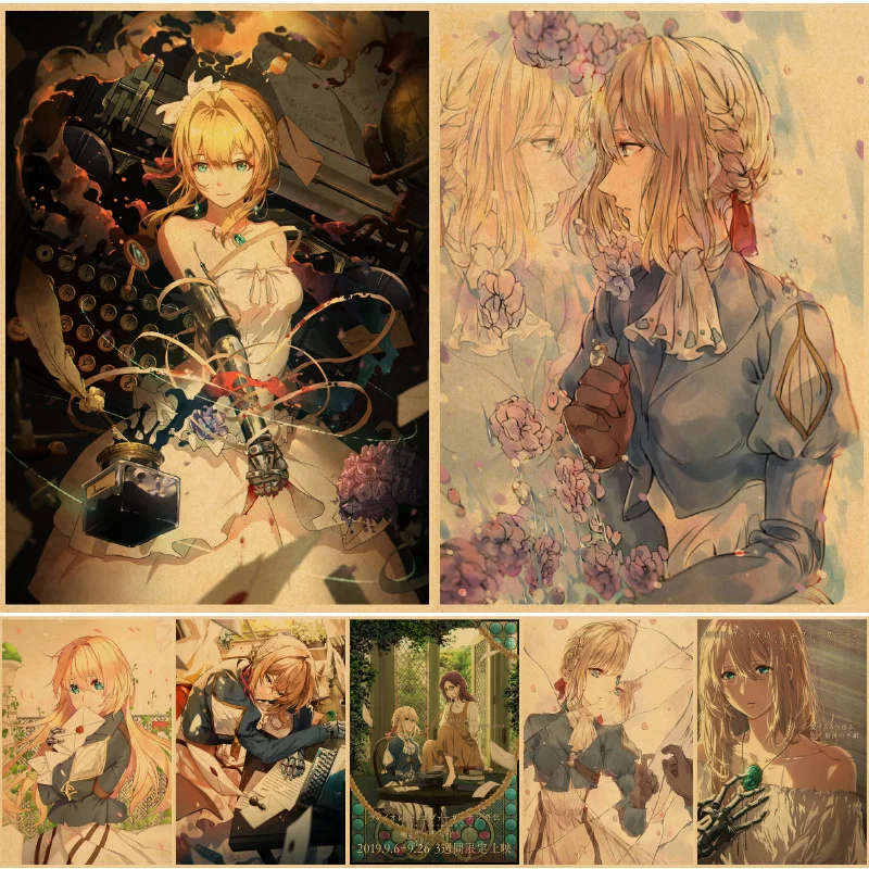 

Настенная картина фиолетовая Evergarden бумага для постеров schilderij, картина, аниме Декор для дома, спальни, картины, Художественная печать