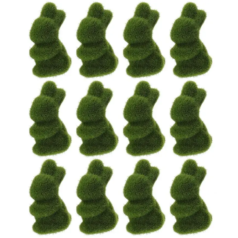 

12 Pcs Easter Simulation Rabbit Doll Model Artificial Rabbit Decor Simulation Moss Easter Bunny Living Room Desktop Easter Decor