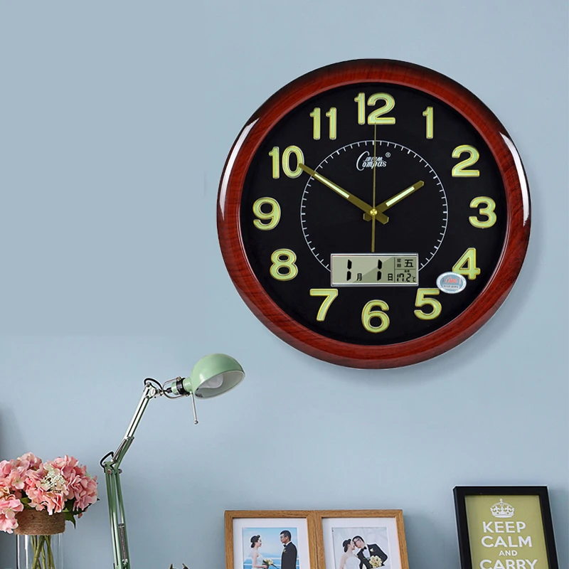 

Luminous Modern Design Wall Clocks Living Room Fashion Round Creative Wall Clock Calendar Silent Art Reloj De Pared Wall DecorXX