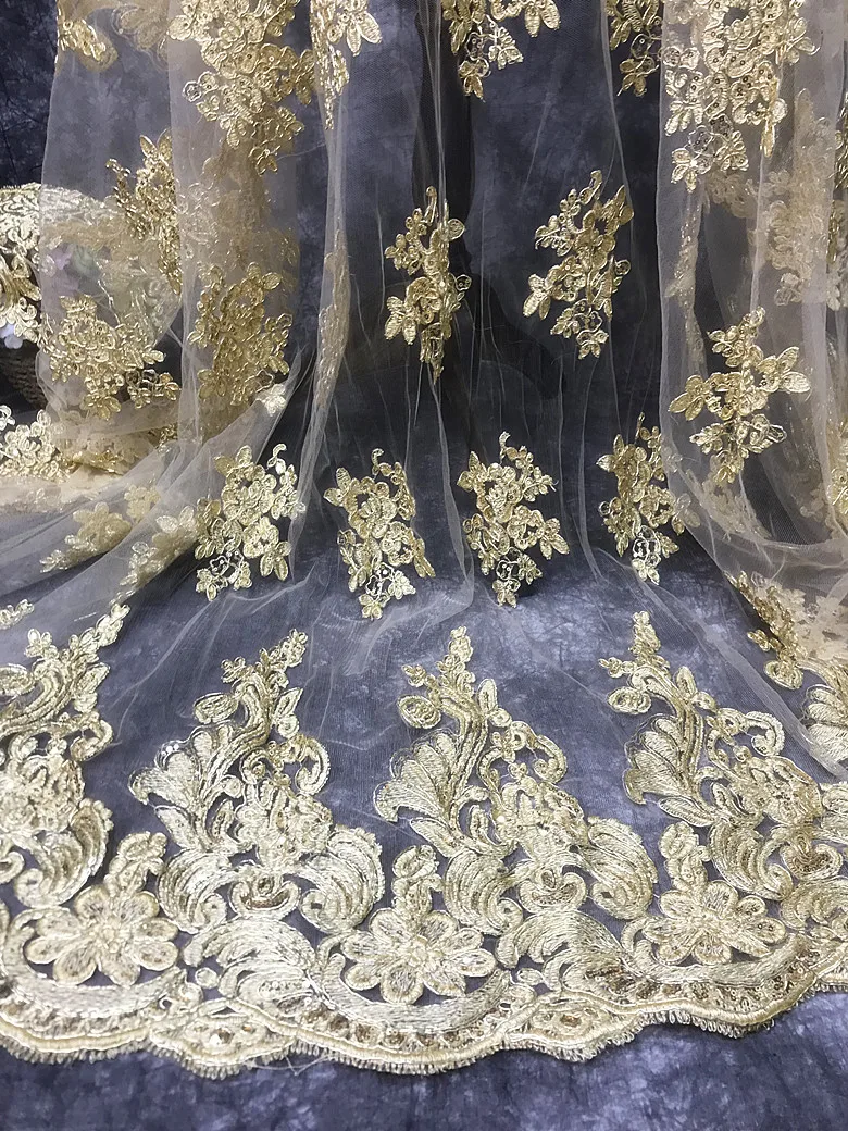 

Европейский стиль блестящие персиковые золотые блестки вышивка Цветочная сетчатая пряжа кружевная одежда дизайнерская ткань