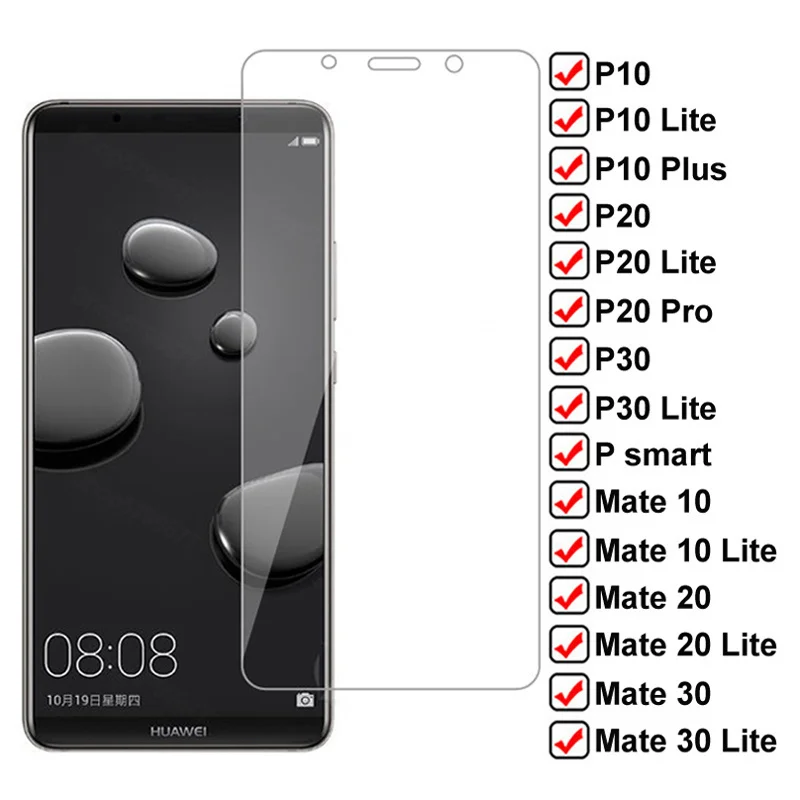

9H HD закаленное стекло для Huawei P10 Plus P20 Pro P30 Lite P Smart 2019 Защитная пленка для экрана Mate 10 20 30 Lite Защитная стеклянная пленка