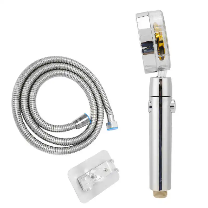 

Turbine Fan Shower Head Pause Switch 360 ° Rotating Handheld Shower Head Removable Stainless Steel Panel for Bathroom Use