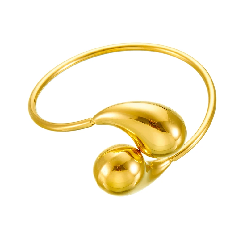 Браслет MEYRROYU открывающийся из нержавеющей стали 316L золотого цвета в форме капли