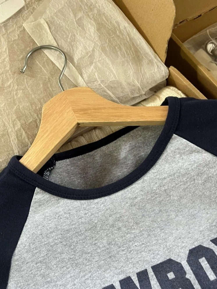 Футболка с длинными рукавами и принтом Cowboys 33 женская осенняя лоскутная