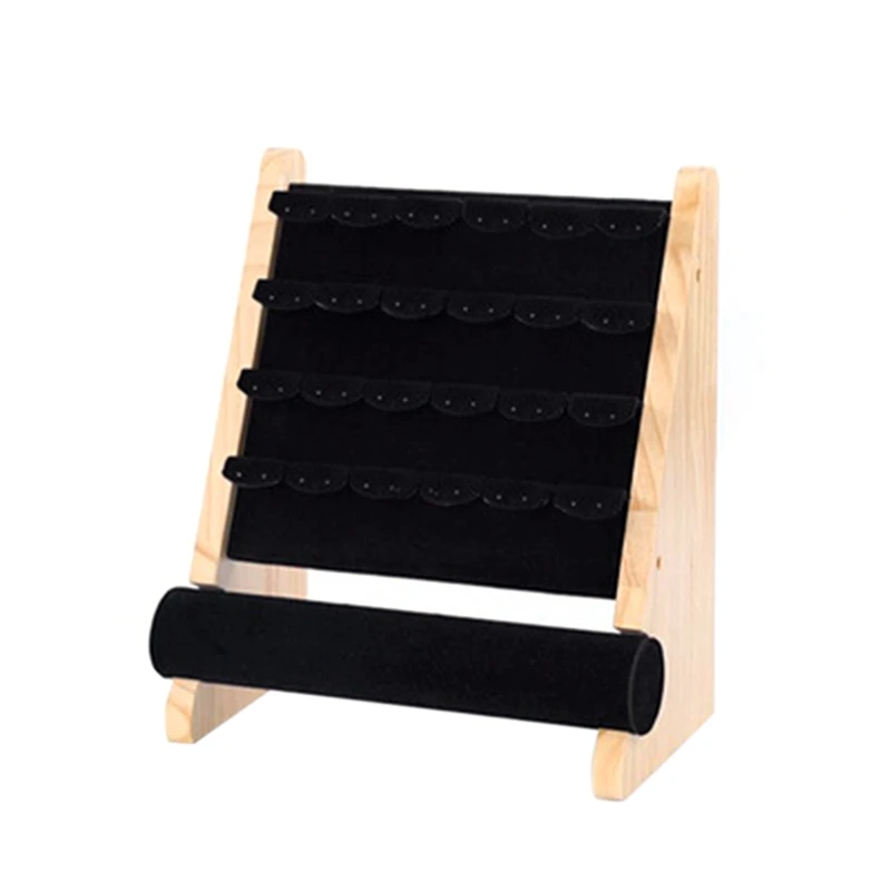 

Wood Earrings Detachable Bracelet Display Stand Watch Multifunctional