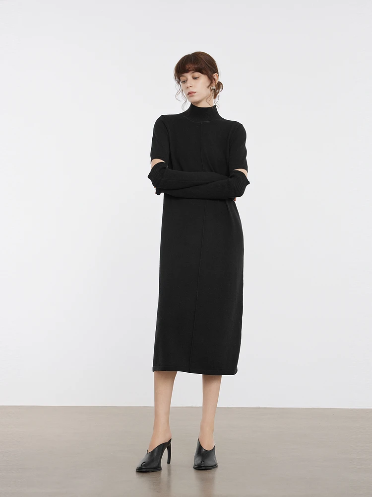 Elle Black High-Grade Loose Knitted dress Women 2024 Winter New Simple Elegant Slimming Skirts