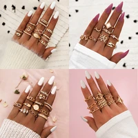 fashion geometric moon finger rings set for women crystal eye flower butterfly chain knuckle joint ring 2021 bohemian jewelry