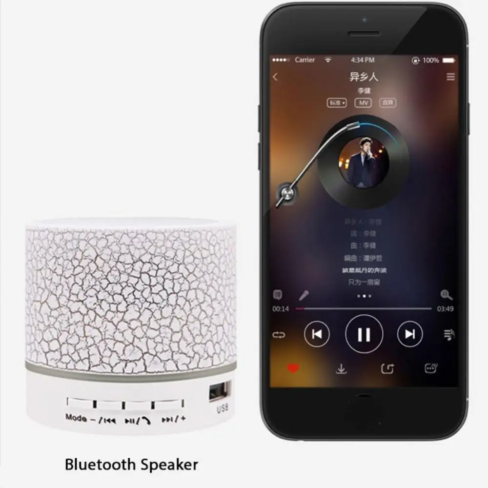 

300 Mah Tf Card Car Audio Usb Charging Loudspeaker Portable Bluetooth Speaker Led Wireless Speaker Subwoofer Mini Speaker