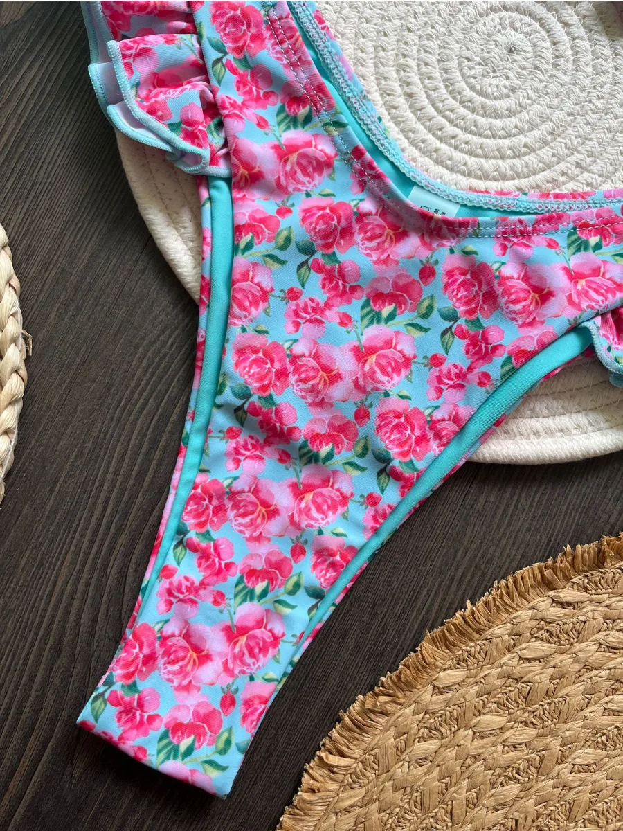 Комплект бикини женский сексуальный купальник из 2 предметов с рюшами и