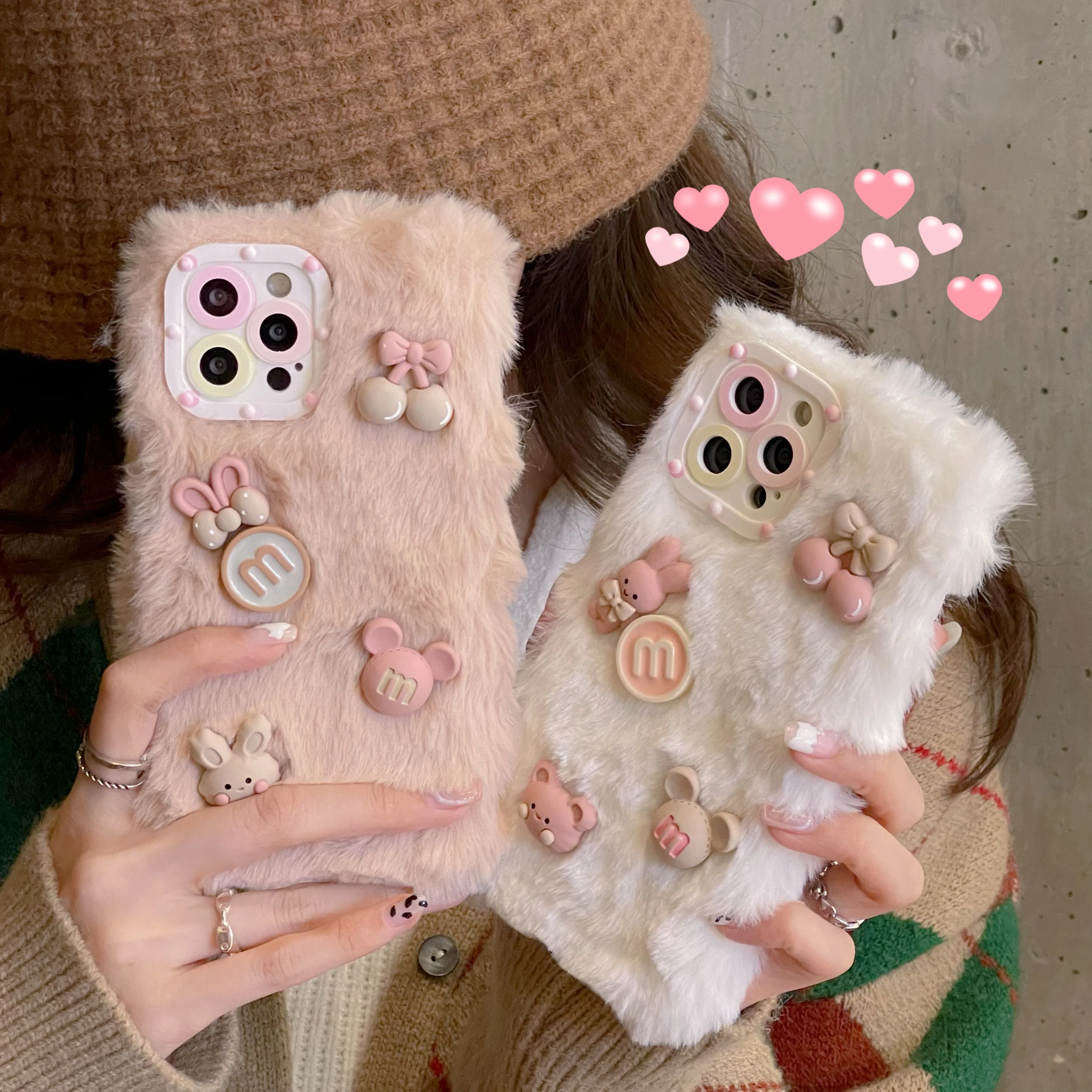 Роскошный мягкий меховой чехол для телефона с бабочкой и бантом для iPhone 13, 12, 11, ProMax 14, ProMax 7, 8 Plus, XS Max, зимний плюшевый чехол для телефона
