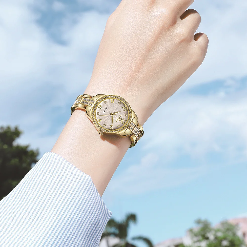 Hot Selling New Fashion Women's Quartz Watch Jewelry Buckle Atmosphere Elegant Diamond-encrusted Waterproof Watch