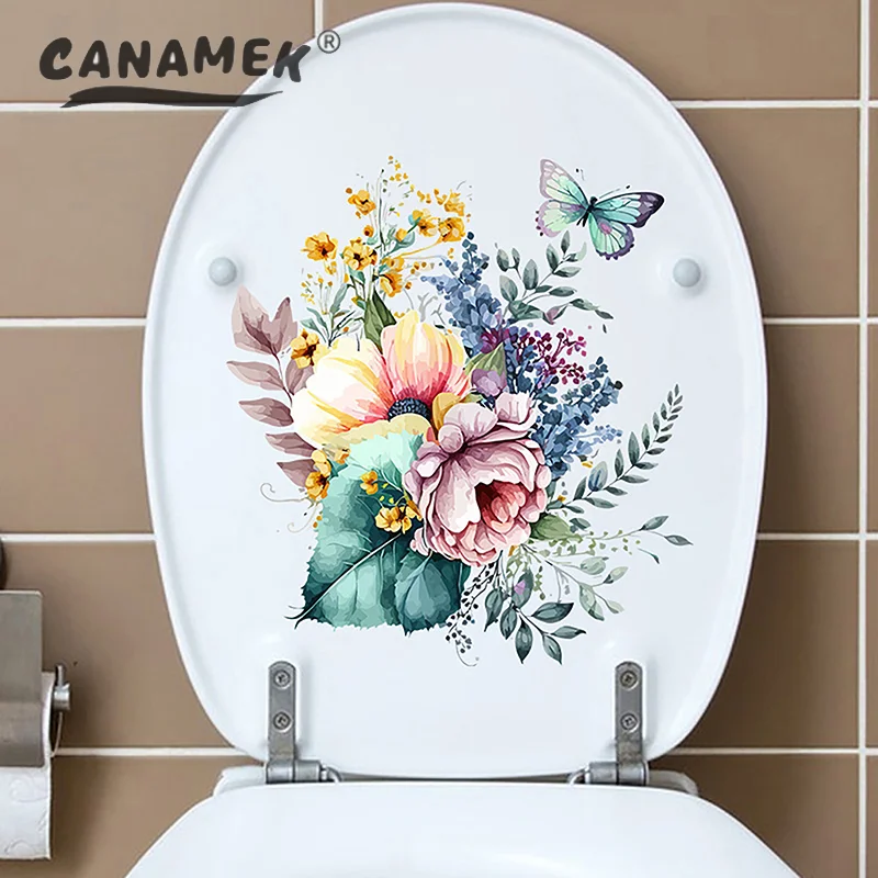 Самоклеящиеся наклейки в виде бабочек и цветов для туалета