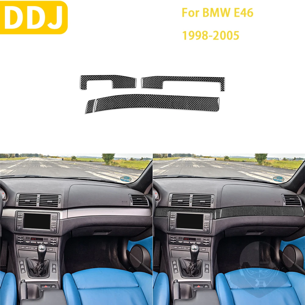 For BMW E461998 1999 2000 2001 2002 2003 2005 Car Accessories Interior Carbon Fiber Central Control Dashboard Trim Sticker