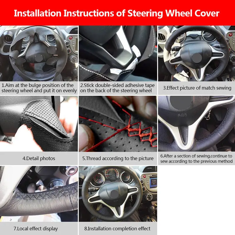 Фото Для Kia K3 2013 K3S 2014 K2 Rio 2015 2016 Ceed 2012-2017 Cerato 2013-2017 Автомобильный внутренний руль с перфорированной кожаной накладкой №5