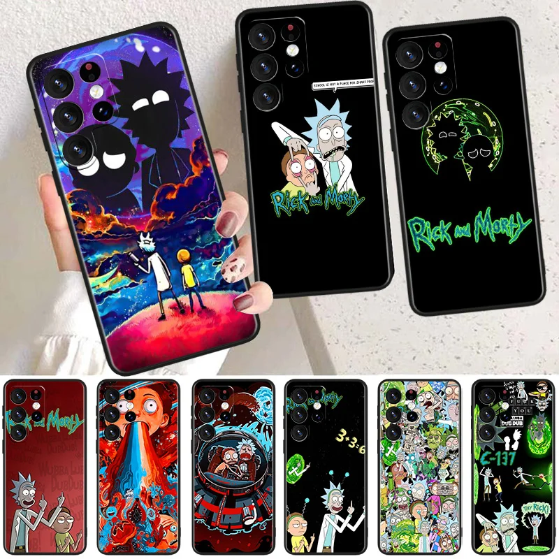 

R-Ricks Morts Anime Phone Case For Samsung Galaxy S23 S22 S21 S20 FE Ultra S10e S10 S9 S8 Plus Lite Black Soft Cover