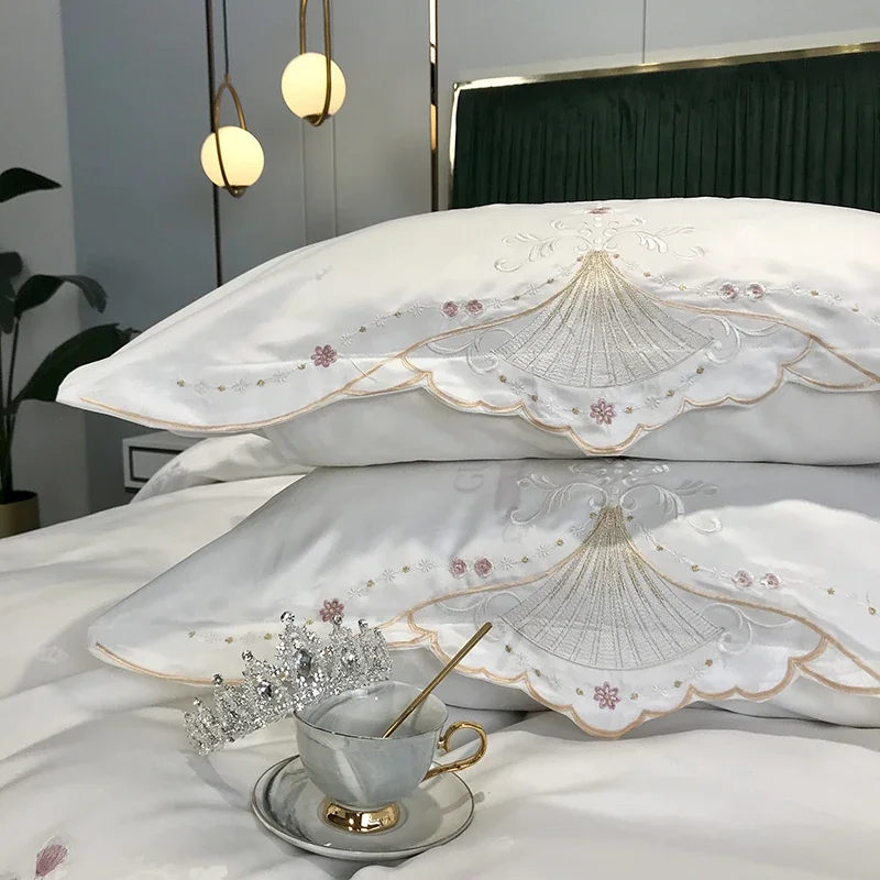 Фото Комплект постельного белья Euro Linen, хлопковое пододеяльник, простыня с вышивкой, постельное белье, комплект постельного белья для спальни, двойная простыня, пододеяльник №3