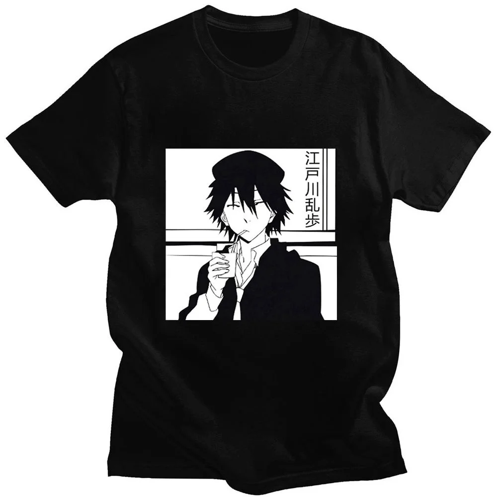 

men t shirt Anime Bungou Stray Dogs Edogawa Rampo Japanese Fun Comic Print Summer Short Sleeve 100% Cotton Casual Loose