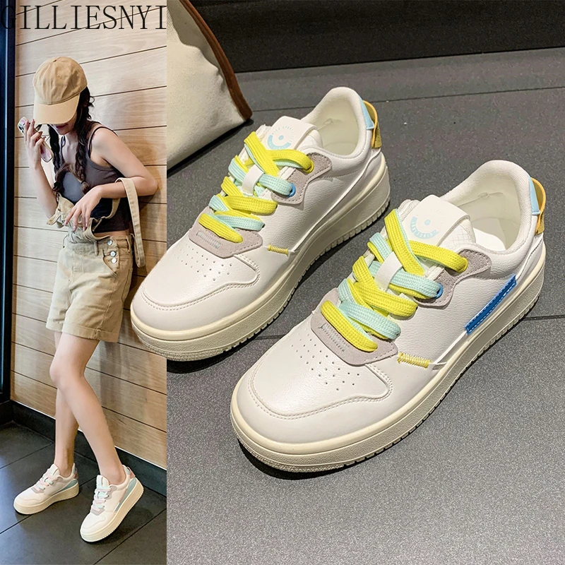 

Кроссовки женские на шнуровке, Вулканизированная подошва, повседневная прогулочная обувь, модные, осень 2022