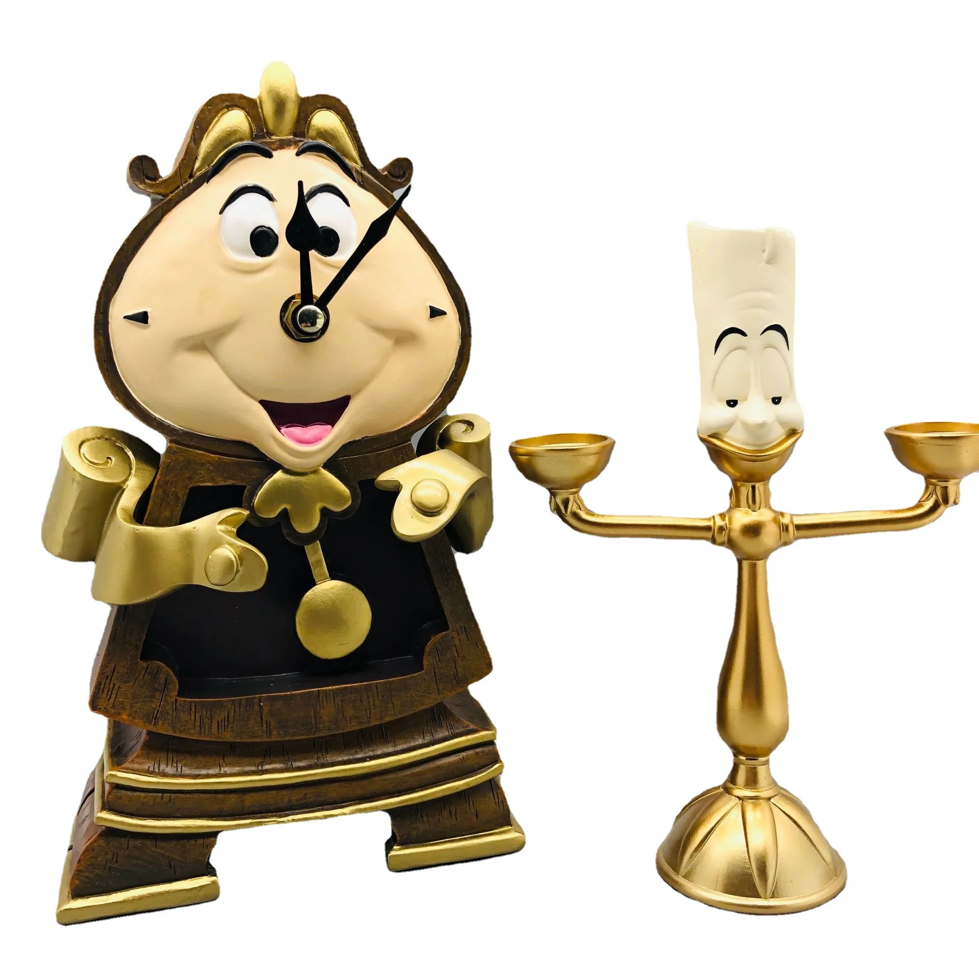 Disney-figuras de acción de La Bella y La Bestia para niños, figuritas de colección decorativas de 24cm, modelo de PVC, Cogsworth Mr Clock