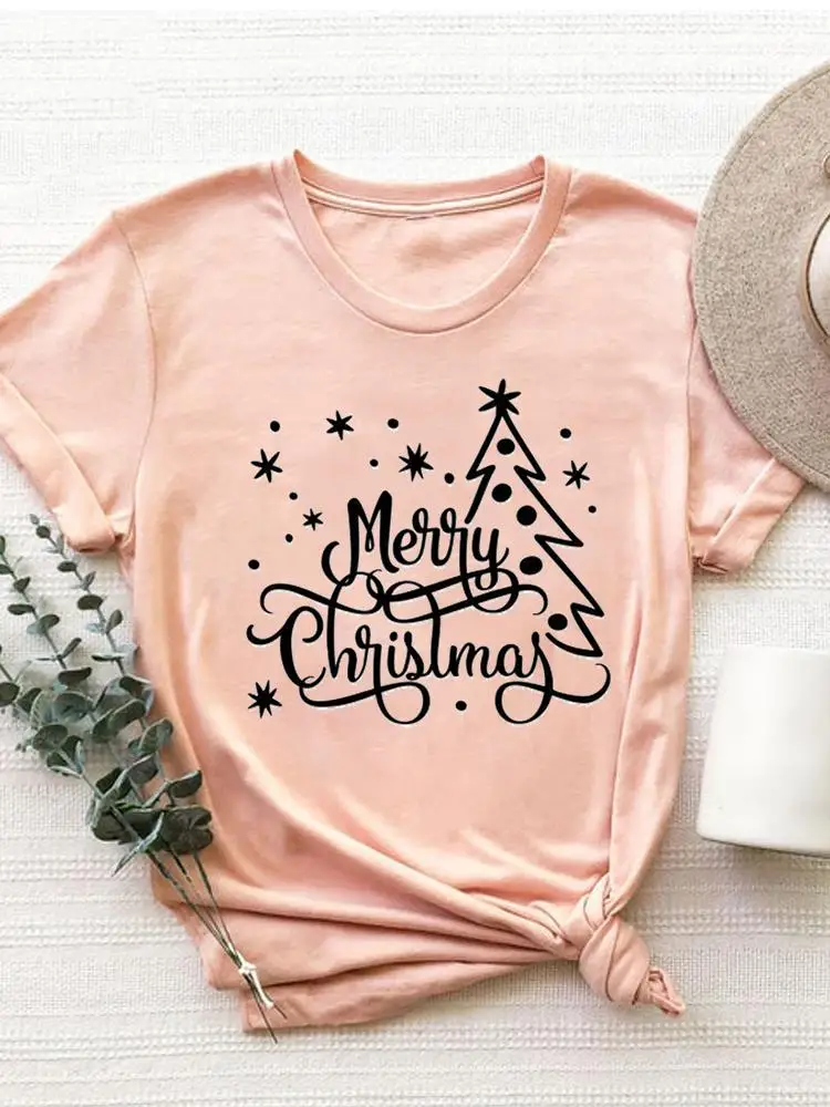 

Winter Snowflake Cute Graphic T-shirt Top Print T Shirt Merry Christmas Happy New Year Women Clothing Clothes Fashion Basic Tee