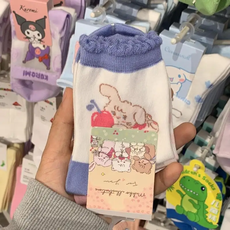 Новые милые хлопковые носки Kawaii Mikko Mousse Cammy Latte до середины икры Мультяшные