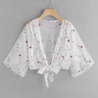 Женская Пляжная накидка с длинным рукавом, купальный костюм, Цветочные Топы, кардиган, тонкое пальто, повседневная Вечерние верхняя одежда, блузка, накидка