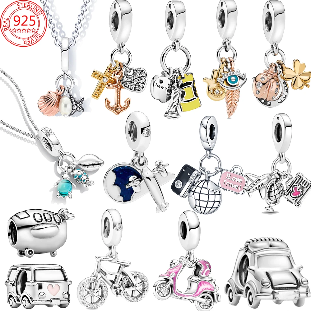 

Authentic 925 Sterling Silver Car Travel New York Statue Of Liberty Charm Beaded Fit Pandora Bracelet DIY Jewelry Making