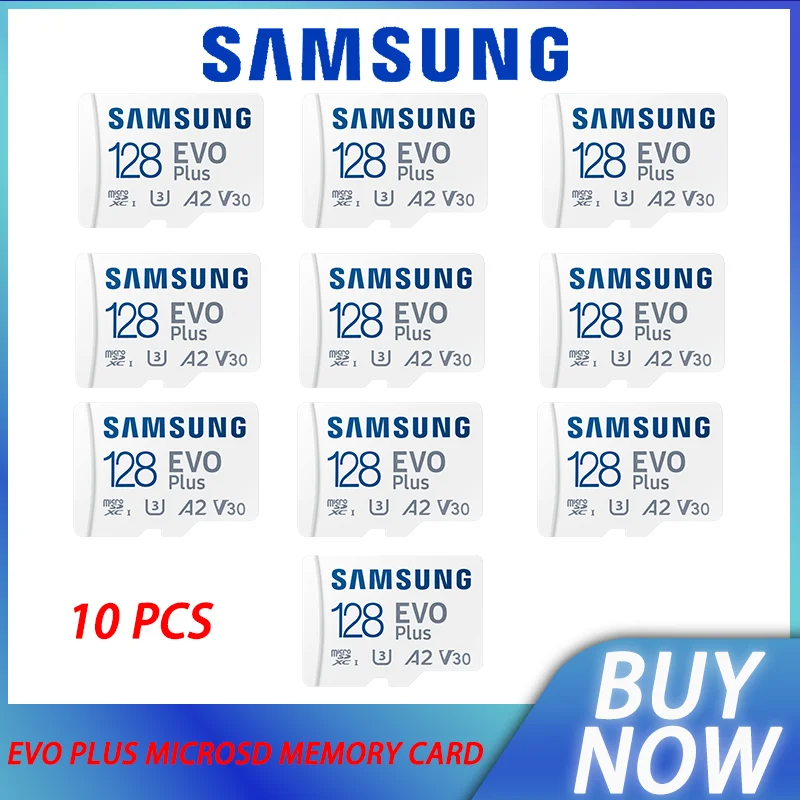 

SAMSUNG 10PCS Micro SD card 64GB Memori Memory Card TF MicroSD Cards SDXC 128GB 256GB 512GB V30 U3 4K A2 For Phone Drone Camera