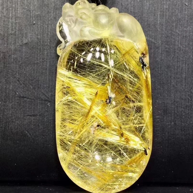 Подвеска из натурального золота с рутилированным кварцем ювелирные изделия