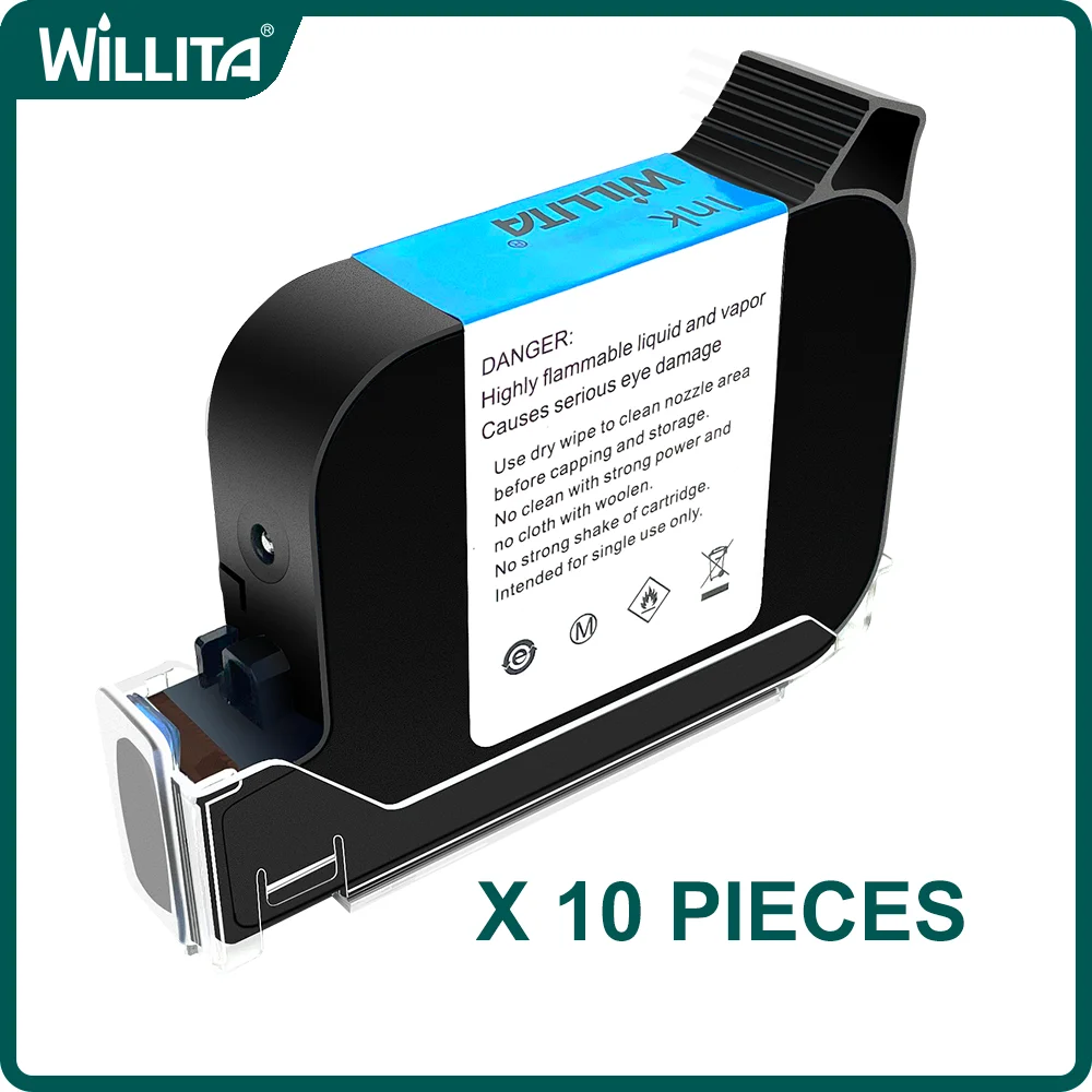 

10 Pcs Ink Cartridge 42ml Quick Dry Ink 12.7mm Handheld Inkjet Printers Black Ink for No Encrypted TIJ Printer